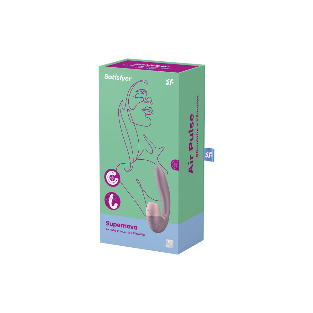 Close-up of the pink Satisfyer Supernova, a clitoral air pulse stimulator showing its ergonomic design.