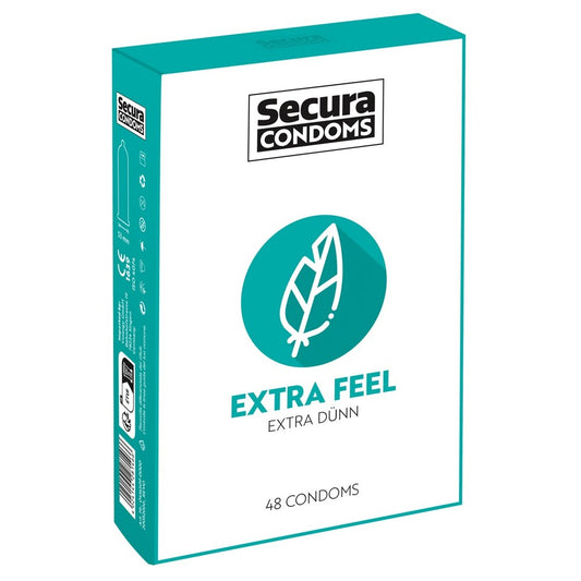 Secura condoms 48 pack for extra sensitivity, natural rubber latex for regular use.