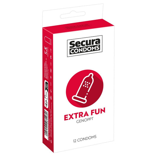 Secura Kondome's 12 pack of ribbed, warming condoms for extra fun and stimulation.