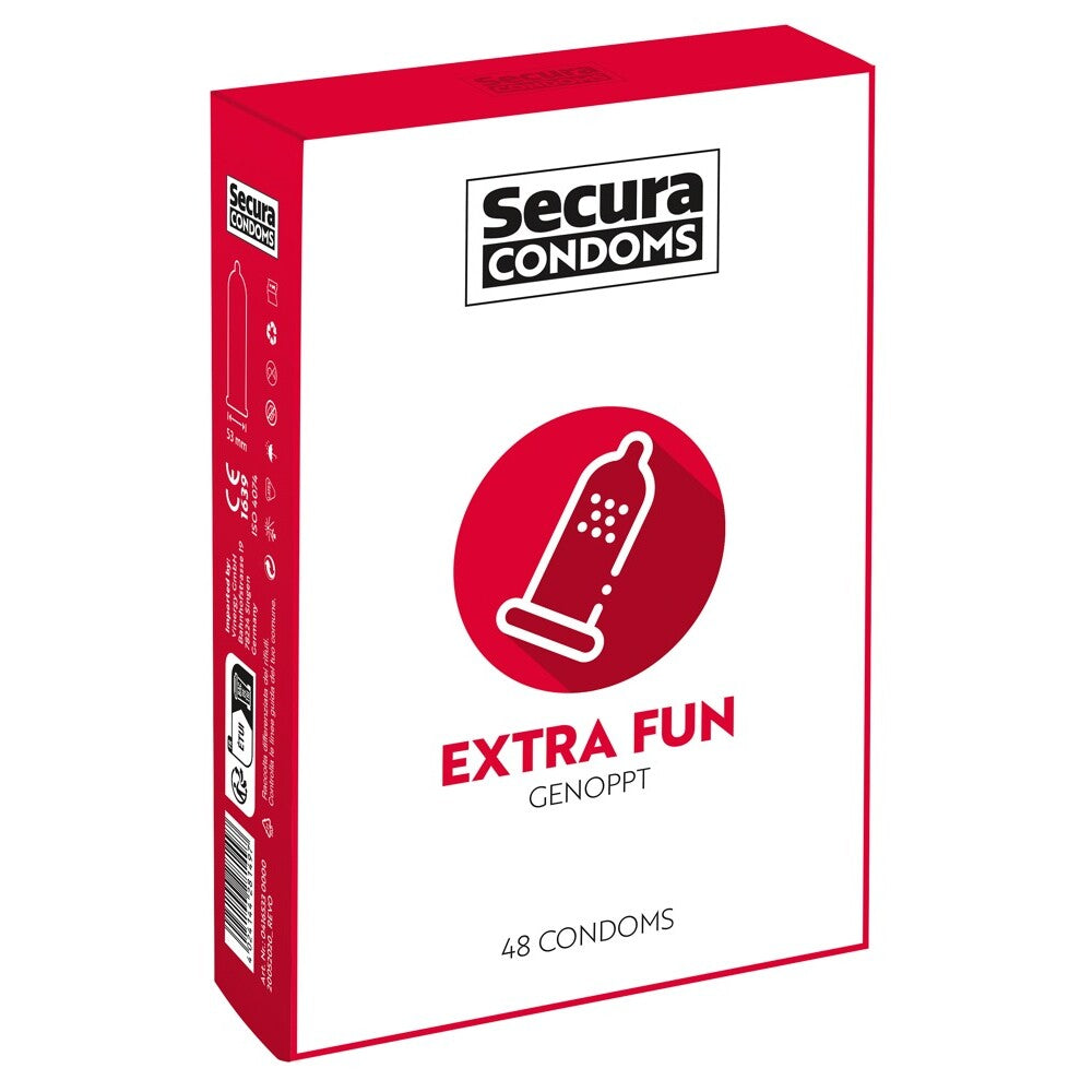 Secura Kondome 48 pack of ribbed, warming condoms for extra fun times.