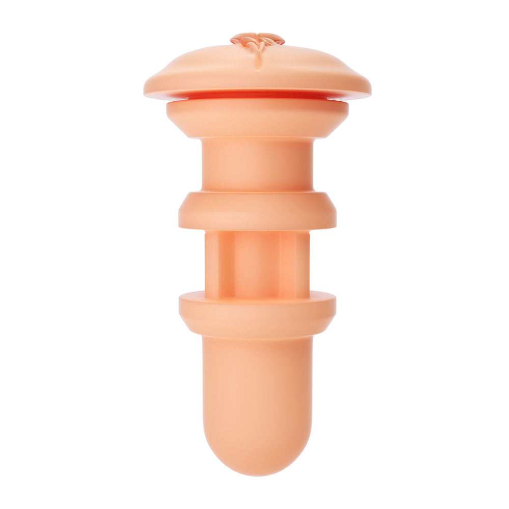 Autoblow A.I. pussy sleeve, flesh-toned soft material, ribbed texture, for pleasure.
