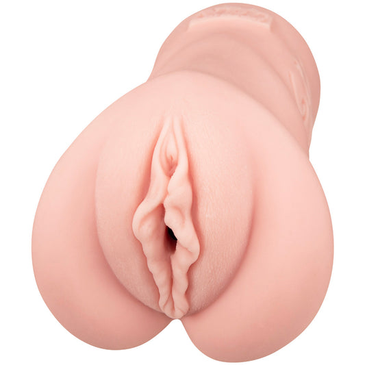 Utensil Race realistic masturbator, flesh-toned silicone with textured interior for solo pleasure.