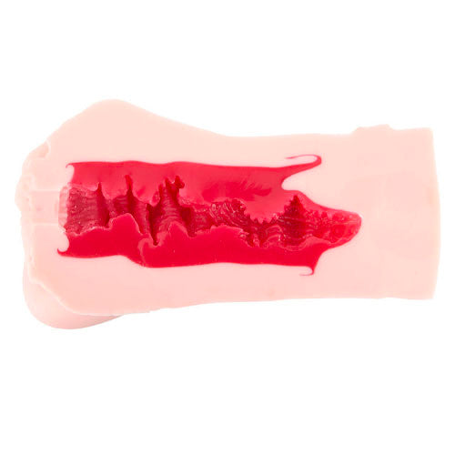 utensil race realistic masturbator, flesh-toned silicone with textured interior for solo pleasure.