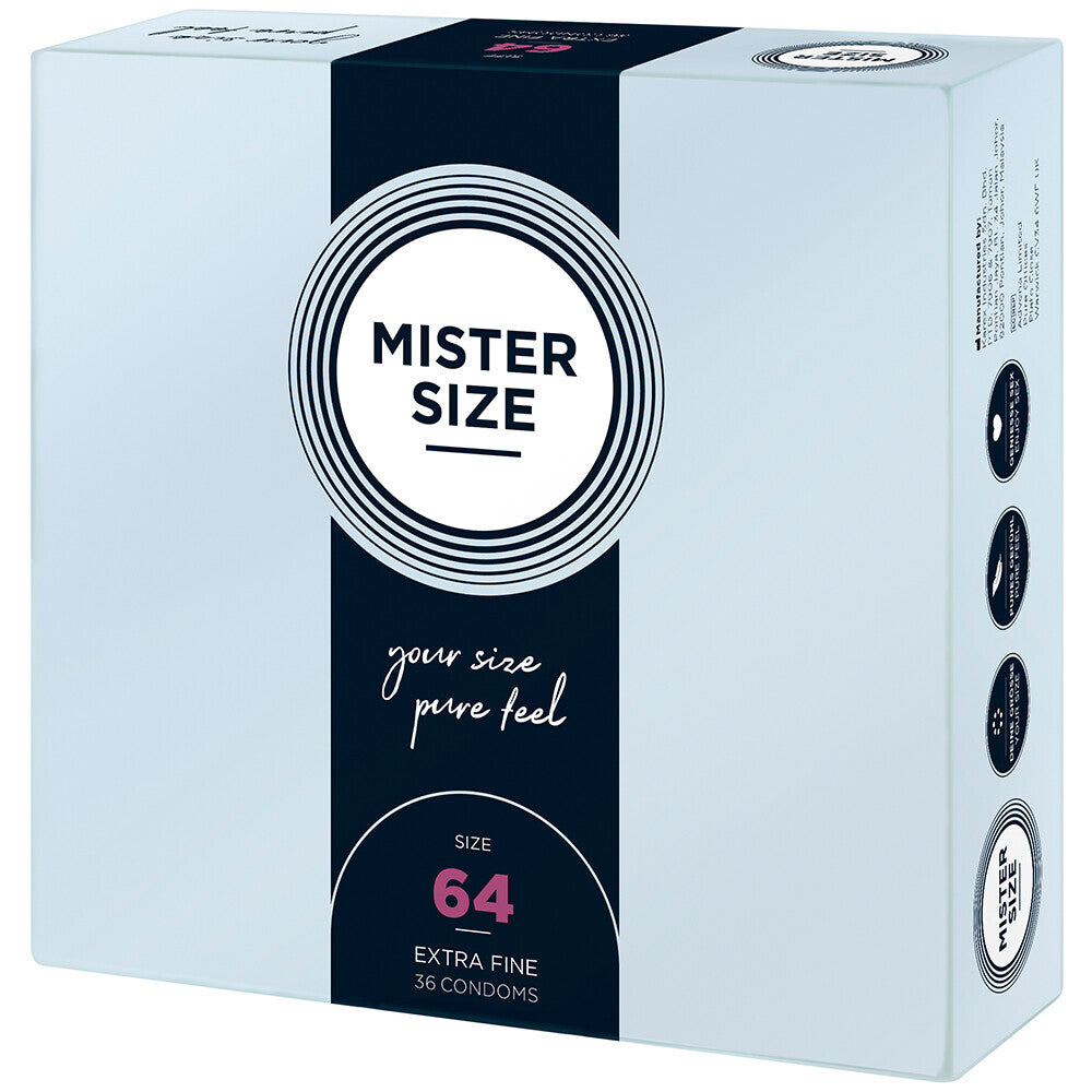 mister size 64mm condoms 36 pack, for a more natural feel, close up