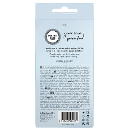 Mister Size 69mm condoms in a pack of ten, designed for a comfortable fit.