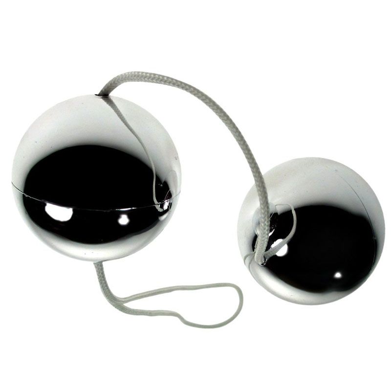 Seven Creations vibratone silver duo orgasm balls, smooth metal for internal pleasure and exploration.