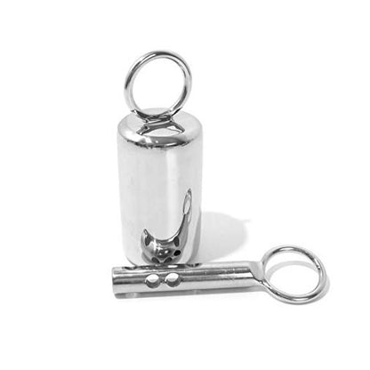 Close-up of a stainless steel ice lock, a medical instrument by rouge garments.