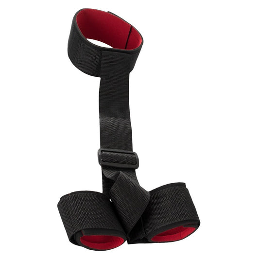 You2Toys neck and wrist restraint set, black faux leather with metal buckles for secure bondage