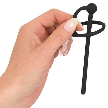 You2Toys penisplug with glans ring for cock and ball bondage piss play, silver-tone finish.