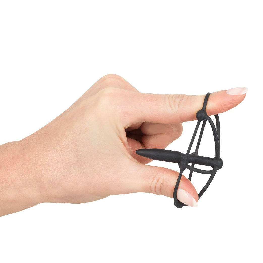 Silicone penis plug with glans cage for cock and ball bondage play by you2toys.