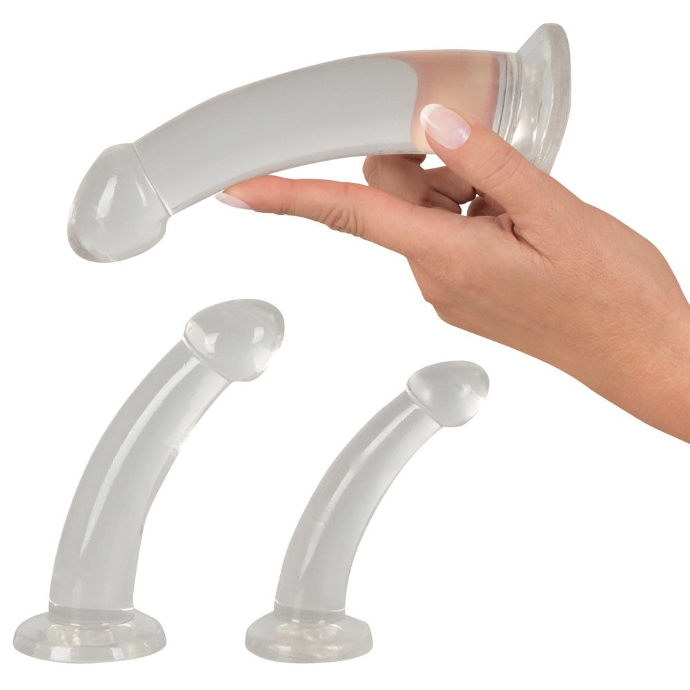 Crystal clear anal training set with three graduated butt plugs from You2Toys.