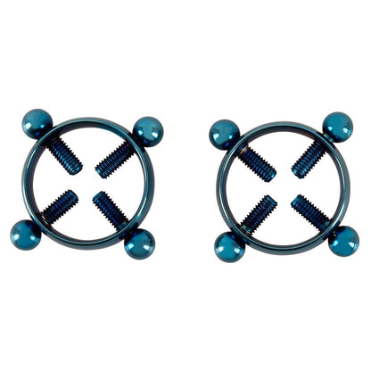 Bad Kitty blue moon nipple jewellery; silver-tone finish with celestial crescent moon design, body jewellery.