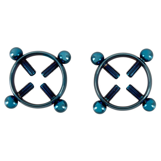 Bad Kitty blue moon nipple jewellery; silver-tone finish with celestial crescent moon design, body jewellery.