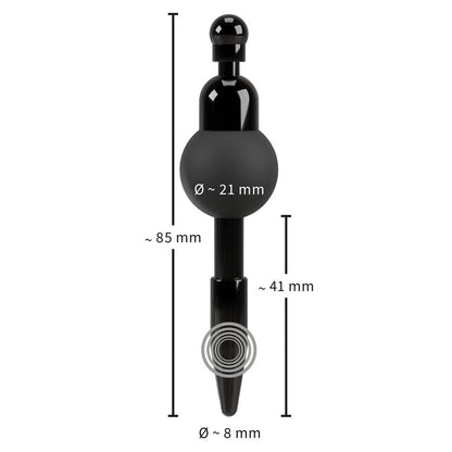 Vibrating penis plug from you2toys for cock and ball bondage play, as seen online.