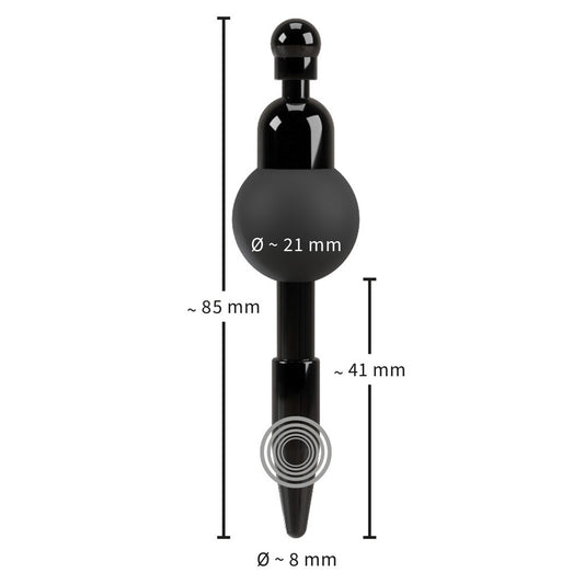 Vibrating penis plug from you2toys for cock and ball bondage play, as seen online.