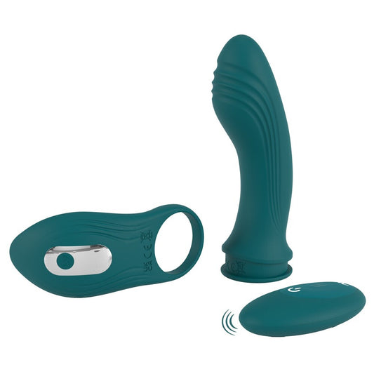 You2Toys couple choice vibrator, pink silicone with textured shaft, three-in-one design, for intimate play