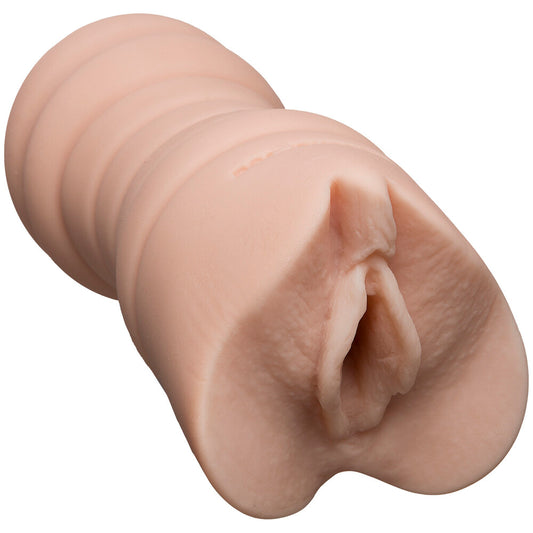 Doc Johnson Sasha Grey cream pie masturbator, flesh-toned textured pleasure toy for solo fun.