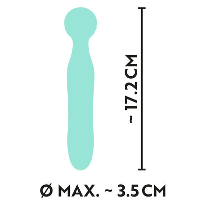 Cute, rechargeable, mini vibrator in a smooth, silk-touch green finish for personal pleasure.