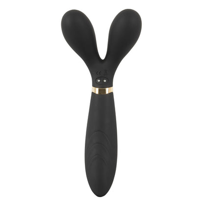 Couple's vibrator, a pink and purple sex toy with textured silicone for mutual pleasure.