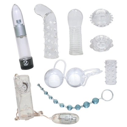 You2Toys crystal clear sex kit featuring transparent dildos and pleasure accessories for intimate exploration.