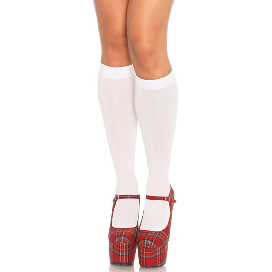 leg avenue white nylon knee highs, sheer finish, accessories for UK sizes 8 to 14