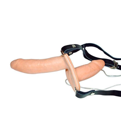 You2Toys vibrating flesh strap on dildo duo, realistic dual-ended design for couples.