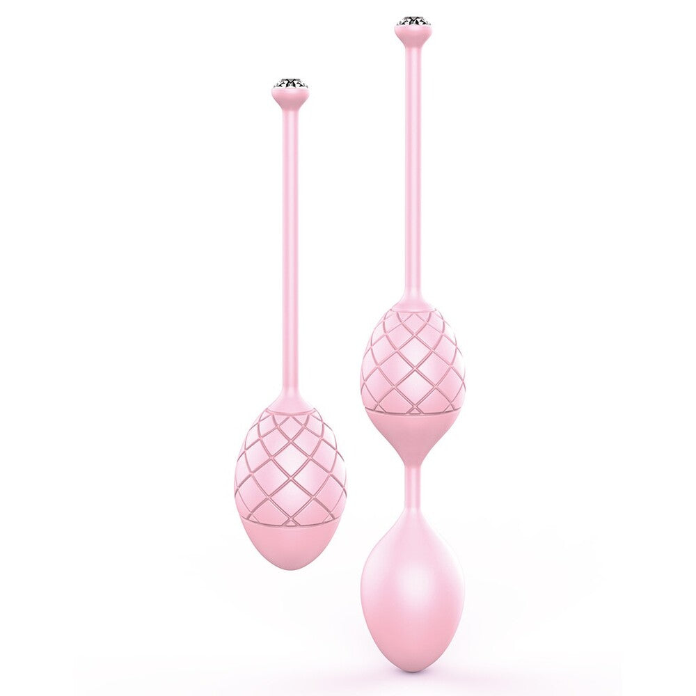 Set of three pink, textured pleasure balls for kegel exercises from bms enterprises.