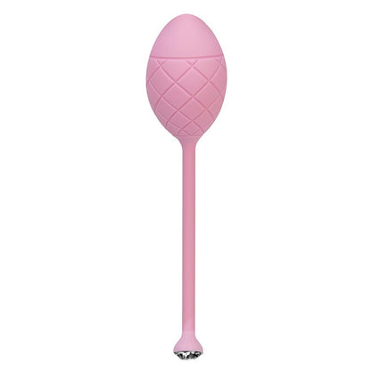 Pink, weighted pleasure balls for pelvic floor exercises, displayed on a neutral surface.
