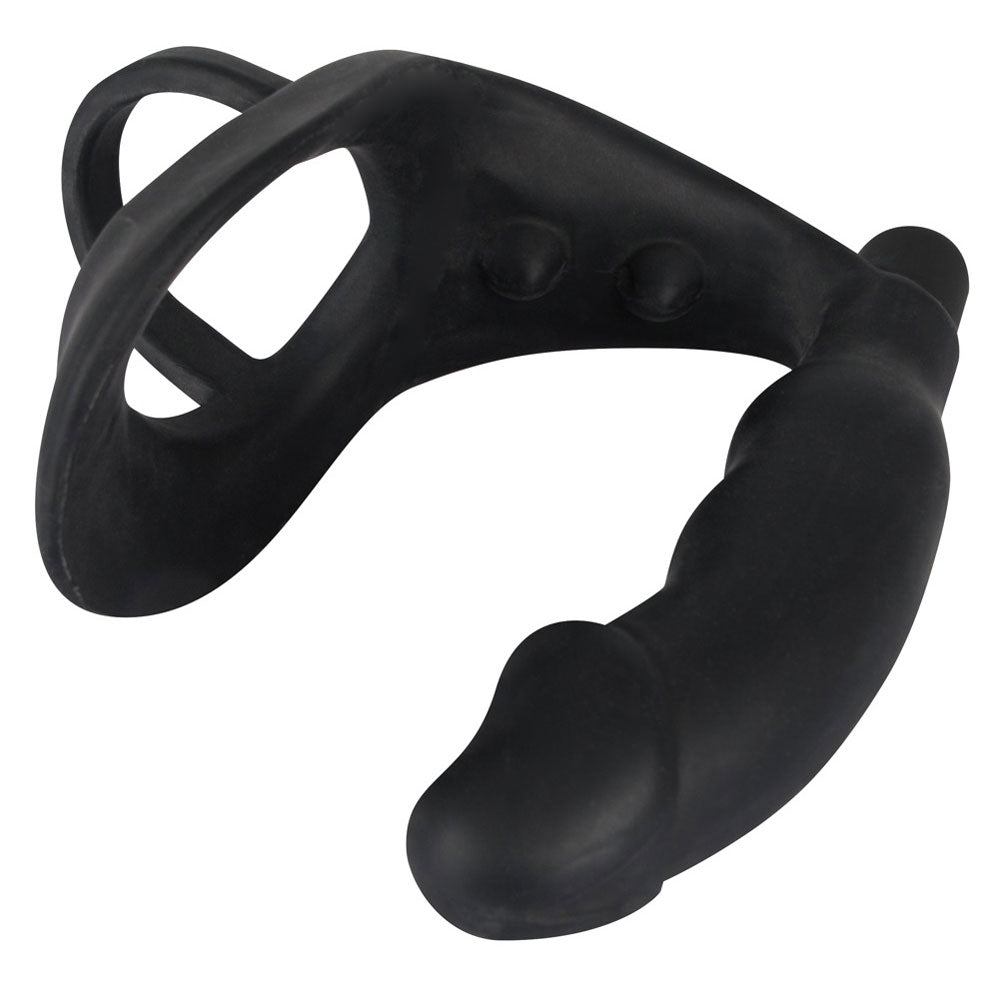 Black velvet cock ring and vibrating anal plug for prostate massage from You2Toys.