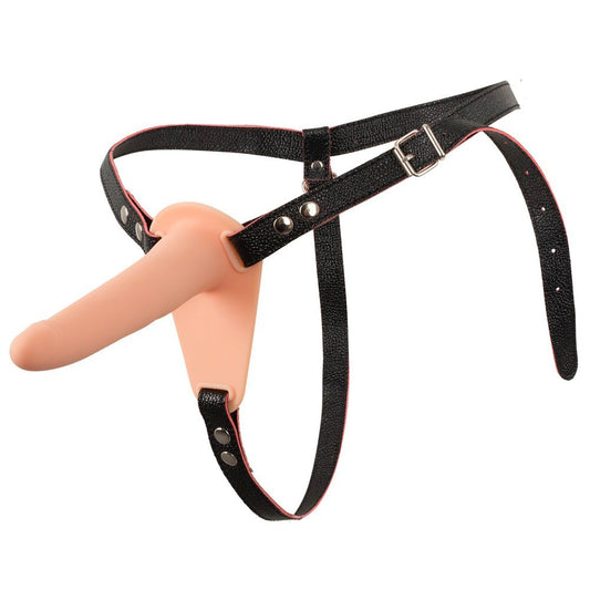 Silicone vibrating strap on by you2toys, rechargeable for hands-free pleasure, soft touch finish.