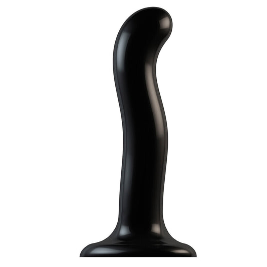 Black, medium, curved dildo designed for prostate and g-spot stimulation by Strap On Me.