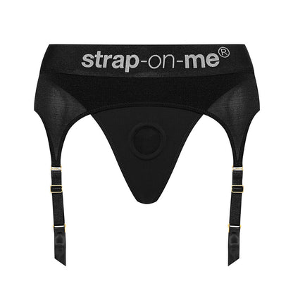 Small black 'rebel' strap on harness lingerie with adjustable straps, perfect for fun.