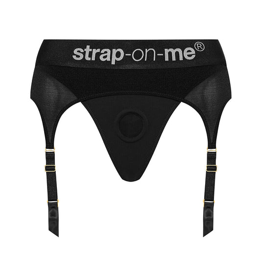 The 'rebel' strap on harness lingerie in black, size large, for secure dildo attachment.