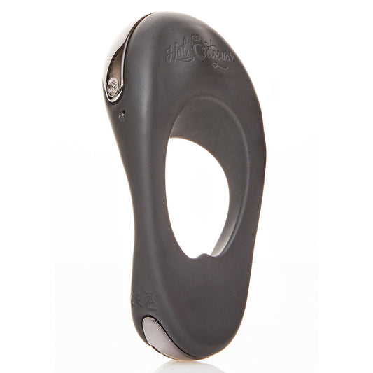Hot Octopuss Atom Plus vibrating love ring, grey silicone, for enhanced pleasure.