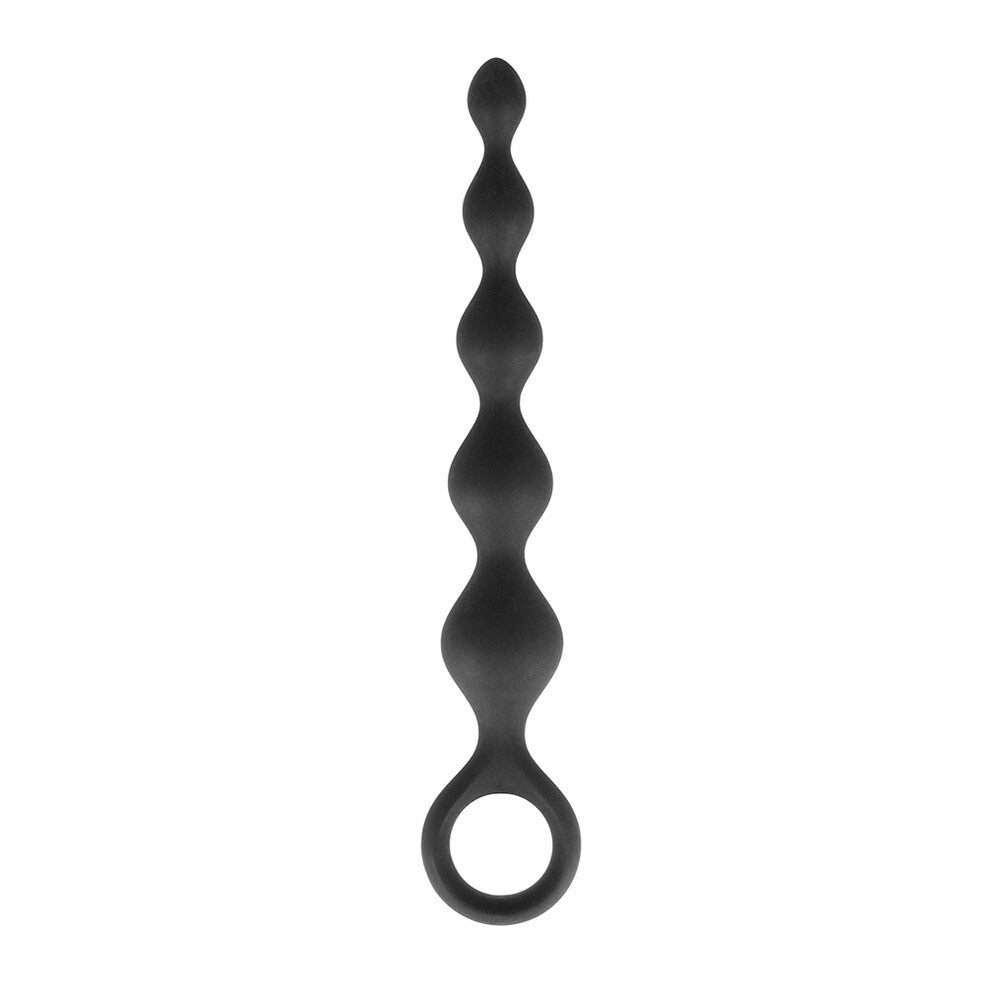 A string of graduated silver anal beads with a chain detail, for deep pleasure.