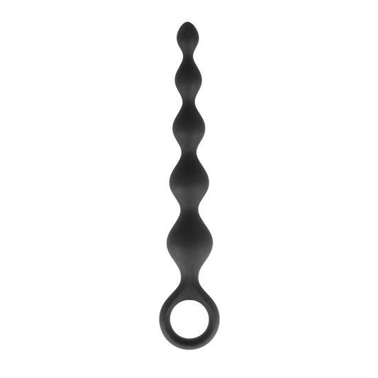 A string of graduated silver anal beads with a chain detail, for deep pleasure.