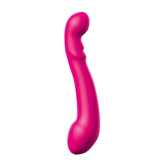 Vibrant purple, smooth silicone dorcel so gspot double dildo for pleasure, with a bulbous end.