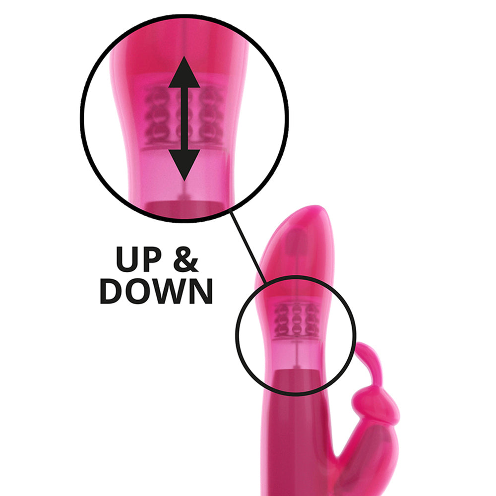 Dorcel furious rabbit vibrator, a pink bunny-shaped pleasure toy with textured detail.