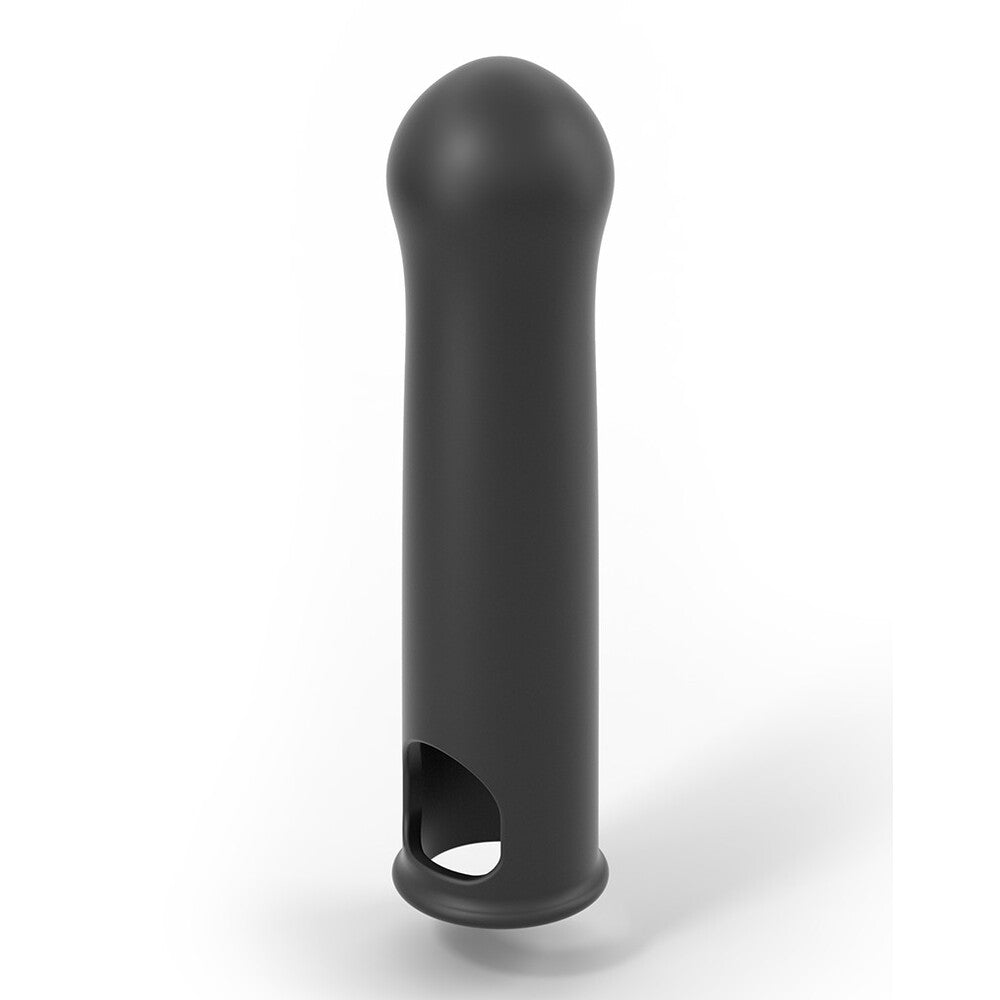 Dorcel penis sleeve made of soft, clear material designed for extending length.