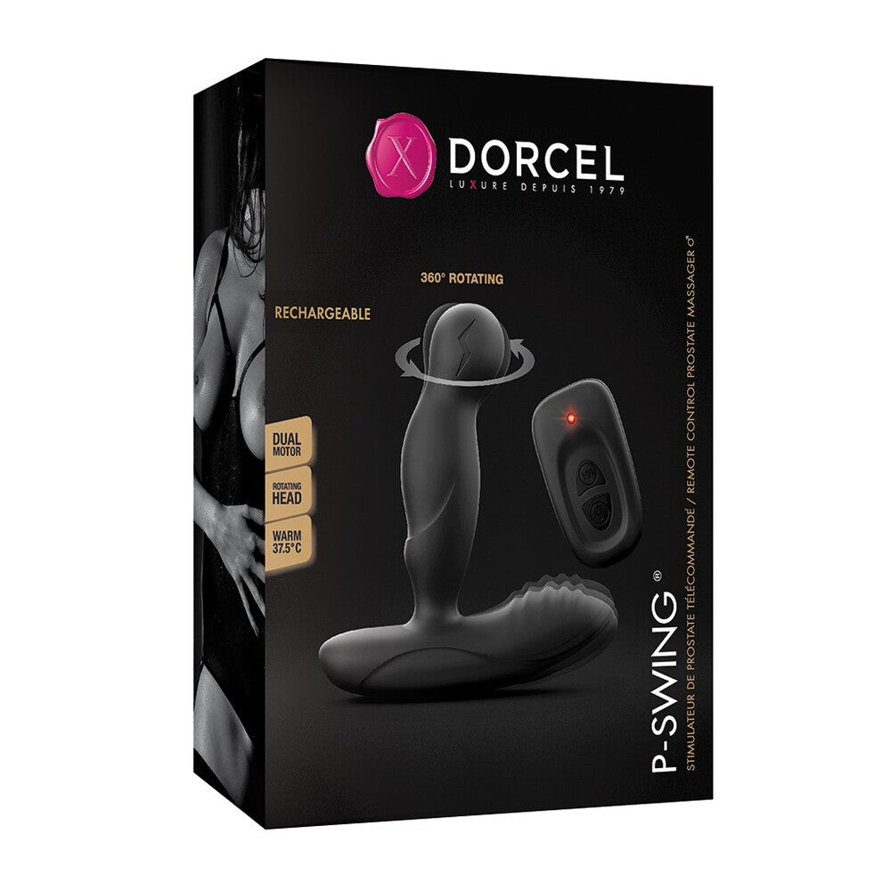 dorcel p swing: smooth, black prostate massager with a remote control for added pleasure.