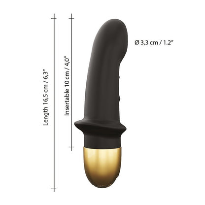 Close-up of a sleek, black Dorcel Mini Lover 2 rechargeable vibrator with a smooth finish.