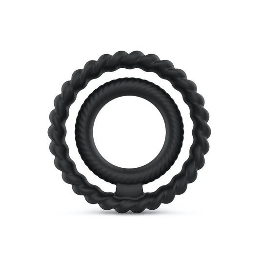 Dorcel dual cock ring in black, offering enhanced pleasure and support during lovemaking.