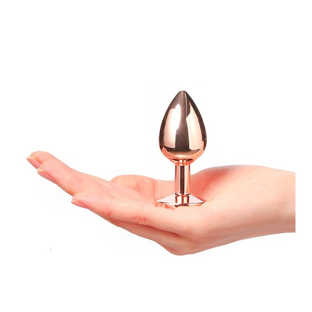 Rose gold Dorcel diamond butt plug, small size, for anal pleasure, smooth finish.