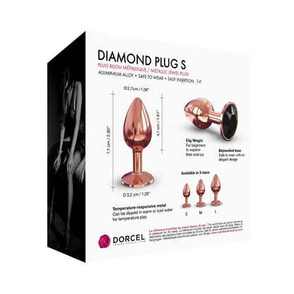 Rose gold small butt plug with a sparkling diamond-shaped jewel base.