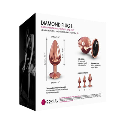 Rose gold Dorcel diamond butt plug, large size, for anal pleasure play.