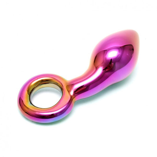 Multi-coloured glass dildo from Rimba, with a sensual, smooth finish and elegant shape.