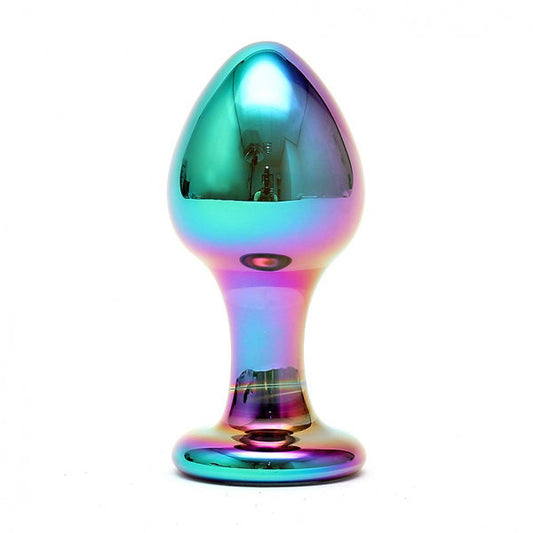 Multi coloured glass anal dildo from rimba, a sensual and smooth pleasure toy.