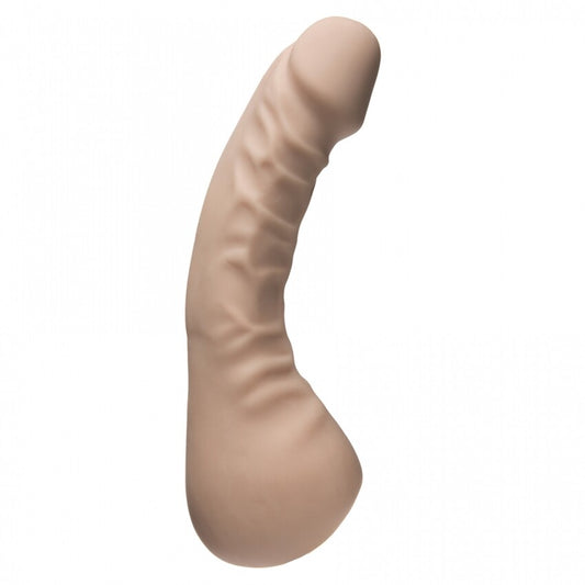 Doc Johnson mangina dildo masturbator, realistic skin-toned pleasure toy with detailed internal texture.