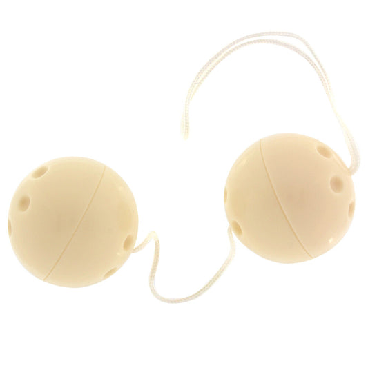 Seven Creations vibratone duo orgasm balls, smooth purple spheres for pelvic floor exercise.