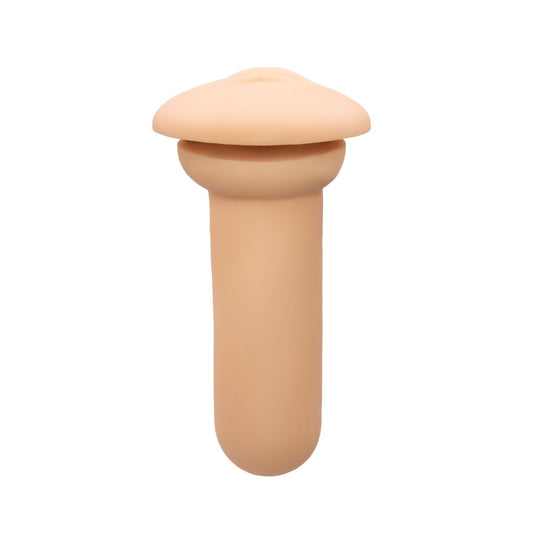 Autoblow vibrating masturbator sleeve 'A' in a flesh-like tone, designed for hands-free use.